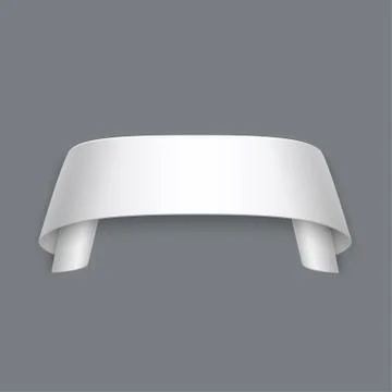 Vector 3d Curved Paper Banner Isolated on Grey Background Stock Illustration