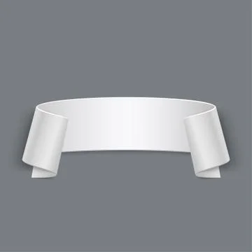 Vector 3d Curved Paper Banner Isolated on Grey Background Stock Illustration