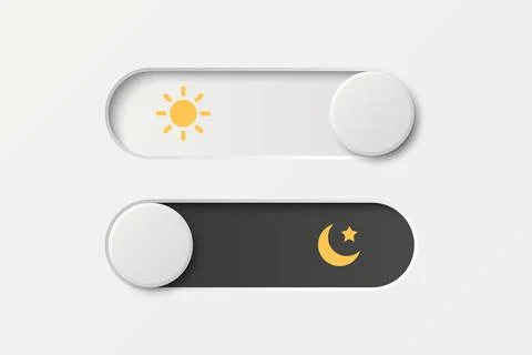 Vector 3d Day and Night Mode Toggle Switch Icon. Light and Dark Mode Switch Stock Illustration