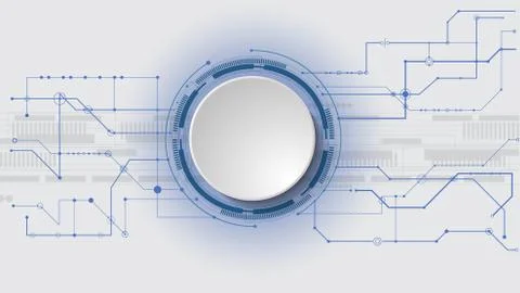 Vector 3d design of paper circle with electrical circuit. High-tech digital Illustrazione stock