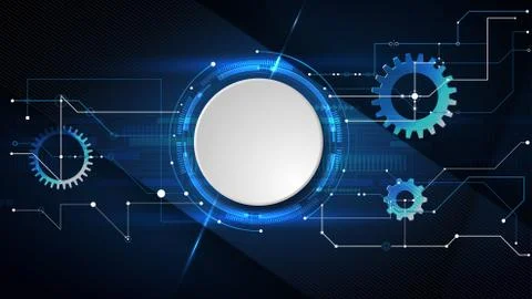 Vector 3d design of paper circle with electrical circuit. High-tech digital n Stock Illustration