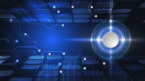 Vector 3d design of paper circle with electrical circuit. High-tech digital n Stock Illustration