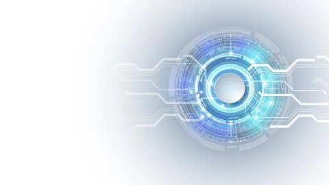 Vector 3d design of paper circle with electrical circuit. High-tech digital n Stock Illustration