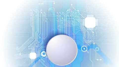 Vector 3d design of paper circle with electrical circuit. High-tech digital n Stock Illustration