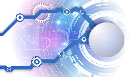 Vector 3d design of paper circle with electrical circuit. High-tech digital n Stock Illustration