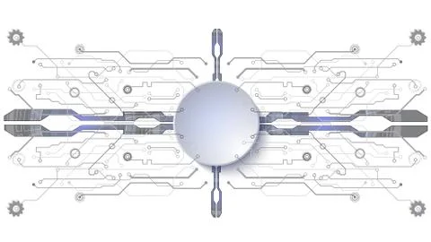 Vector 3d design of paper circle with electrical circuit. High-tech digital n Stock Illustration