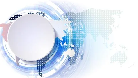 Vector 3d design of paper circle with electrical circuit. High-tech digital n Stock Illustration