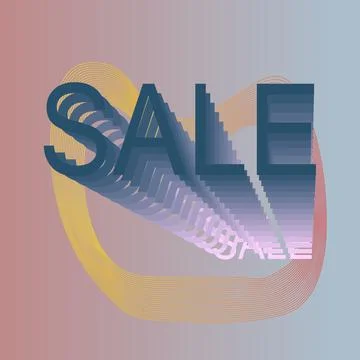 Vector 3D effect sale typography design on a summer background Illustrazione stock