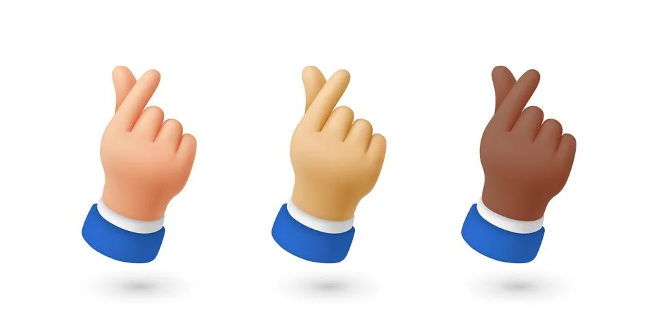 Vector 3d Finger Heart Hand Gesture Set. Korean Finger Heart Illustration Stock Illustration