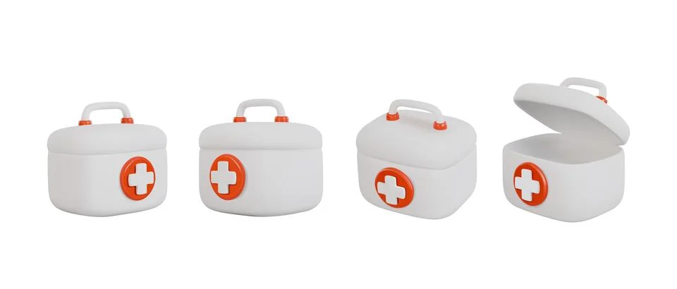 Vector 3d first aid kits in the form of a cross on a white background, Stock Illustration