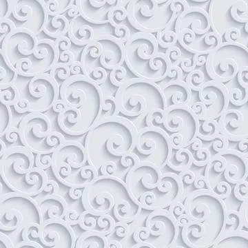 Vector 3d Floral Damask Seamless Pattern Stock Illustration