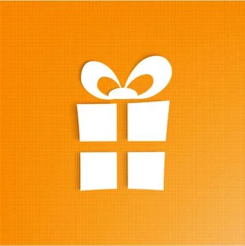 Vector 3d Gift Box on bright orange background Stock Illustration