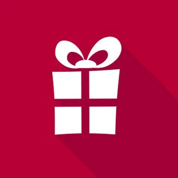 Vector 3d Gift Box on bright red background Stock Illustration