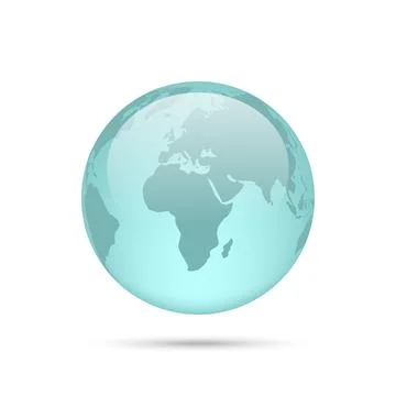 Vector 3d Globe Illustration. Transparent Earth Icon. Realistic Glossy World Map Stock Illustration