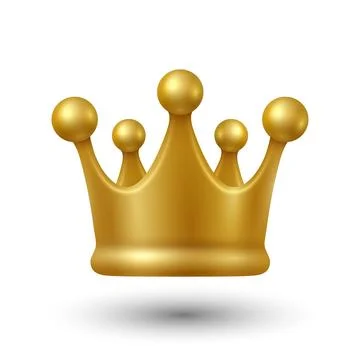 Vector 3d Gold Crown, Isolated. Realistic Glossy Gold Crown Vector Icon for Stock Illustration