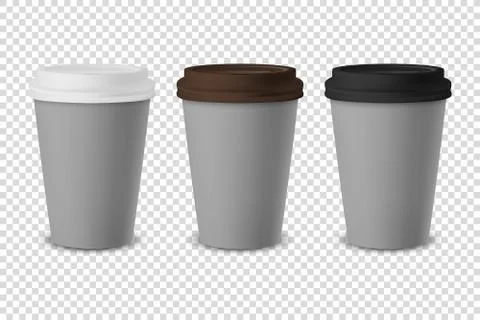 Vector 3d Gray Realistic Disposable Closed Paper, Plastic Coffee Cup for Drinks Illustrazione stock