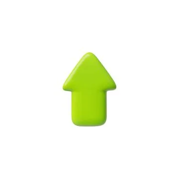 Vector 3D green arrow sign pointing up isolated background. Stock Illustration