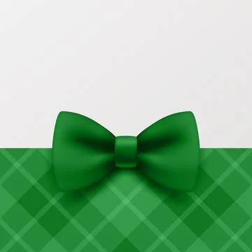 Vector 3d Green Bow Tie on Patterned Background. Elegant Gift Card Banner Illustrazione stock