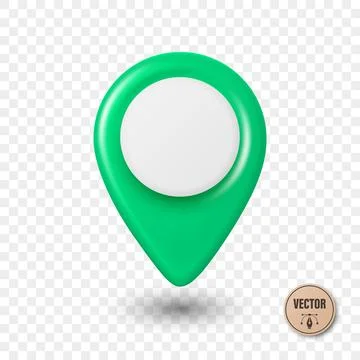 Vector 3d Green Map Pin Icon. Location Marker. Map Pin Symbol, Map Pin Badge  Stock Illustration