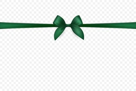 Vector 3d Green Ribbon Bow Isolated. Realistic Satin Bow and Ribbon. Green Stock Illustration