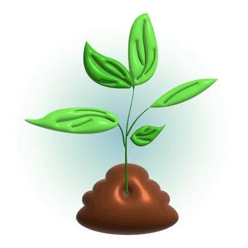 Vector 3d growing tree, World environment day Stock Illustration