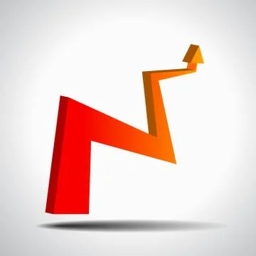 Vector : 3D growth graph on gray background Stock Illustration