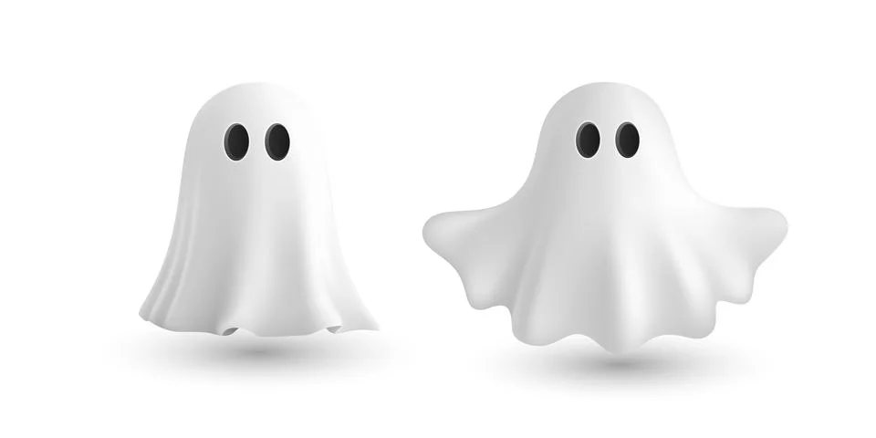 Vector 3d Halloween Ghost Clipart. Cute Halloween Ghost Character, Isolated Stockillustratie