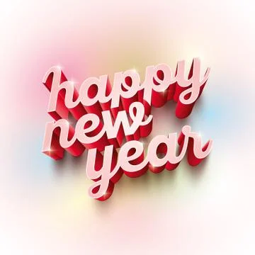 Vector 3d happy New Year greeting card. Illustrazione stock