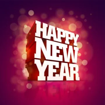 Vector 3D Happy New Year design. Illustrazione stock