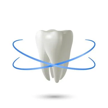 Vector 3d Healthy Tooth with Protection Effect. Realistic Clean Tooth Stock Illustration