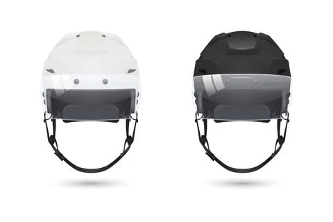Vector 3d Ice Hockey Helmets Pair Isolated. Protective Sports Headgear. Player Stock Illustration