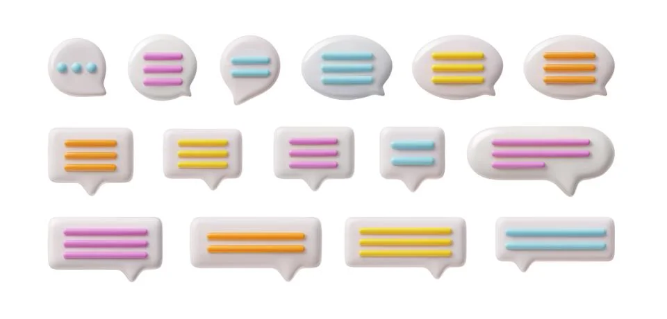 Vector 3D icons in the form of speech bubbles on a white background Stock Illustration