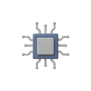 Vector 3D illustration of an AI chip on an isolated background. Stockillustratie