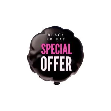Vector 3d illustration of a balloon, black, round shape with the inscription イラスト素材