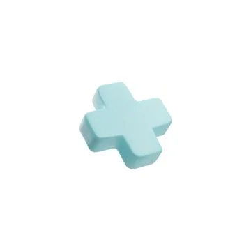 Vector 3D illustration in cartoon style of a blue cross. Stock Illustration