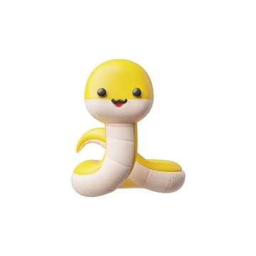 Vector 3d illustration of cartoon yellow snake isolated on background. Illustrazione stock