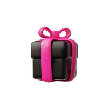 Vector 3d illustration of closed black gift box isolated on white background. Stock Illustration