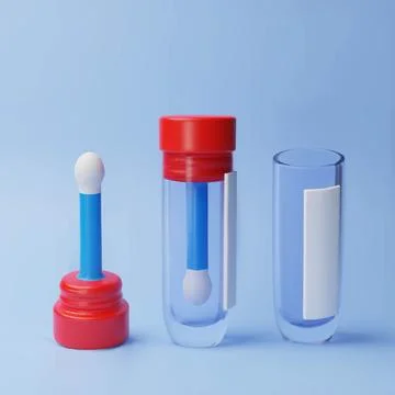 Vector 3d illustration of empty open and closed test tube with cotton swab. 스톡 일러스트