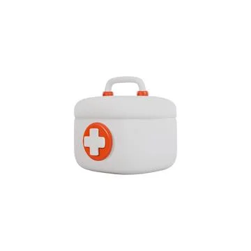 Vector 3D illustration of a first aid kit. Medical equipment for emergency care. イラスト素材