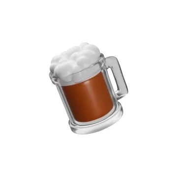 Vector 3d illustration of glass mug with handle, dark beer and foam. Illustration