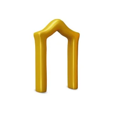 Vector 3d illustration of golden arched doorway. Arabic decor. Stock Illustration
