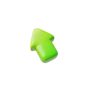 Vector 3D illustration of green arrow pointing upward, indicating direction.. Stock Illustration