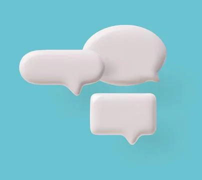 Vector 3D illustration with icons of three empty speech bubbles on a blue Stock Illustration