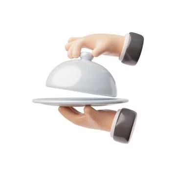 Vector 3d illustration with the image of an icon with waiter's hands holding  Stock Illustration