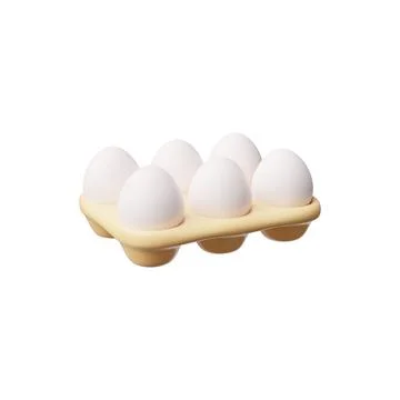 Vector 3d illustration with the image of a tray with six chicken eggs. Stock Illustration
