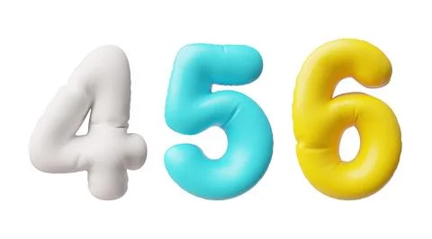 Vector 3D illustration of inflated multi-colored numbers 4, 5, 6. Stock Illustration