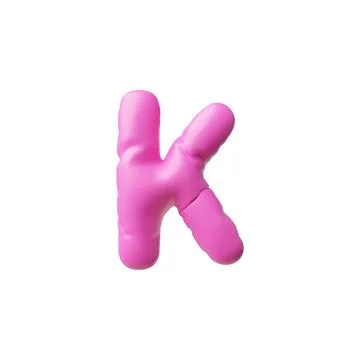 Vector 3D illustration with the letter K made in the form of a pink inflatable Illustrazione stock