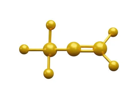 Vector 3d illustration of molecule icon in gold color on isolated background. Illustrazione stock