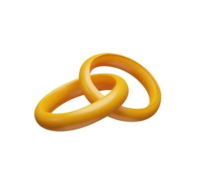 Vector 3d illustration of paired gold rings connected together on isolated white Illustrazione stock
