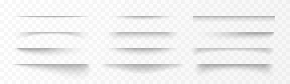 Vector 3d illustration of paper shadow lines set on transparent isolated Stock Illustration